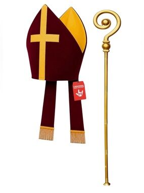 NWOT Bishop Pope Cardinal Adjustable Crosier Hat & Shepherd’s Crook Hook Costume